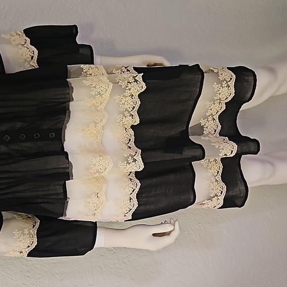 HAZEL Black Antique Lace Trendy Sheer Boho Goth Dress - Picture 5 of 8